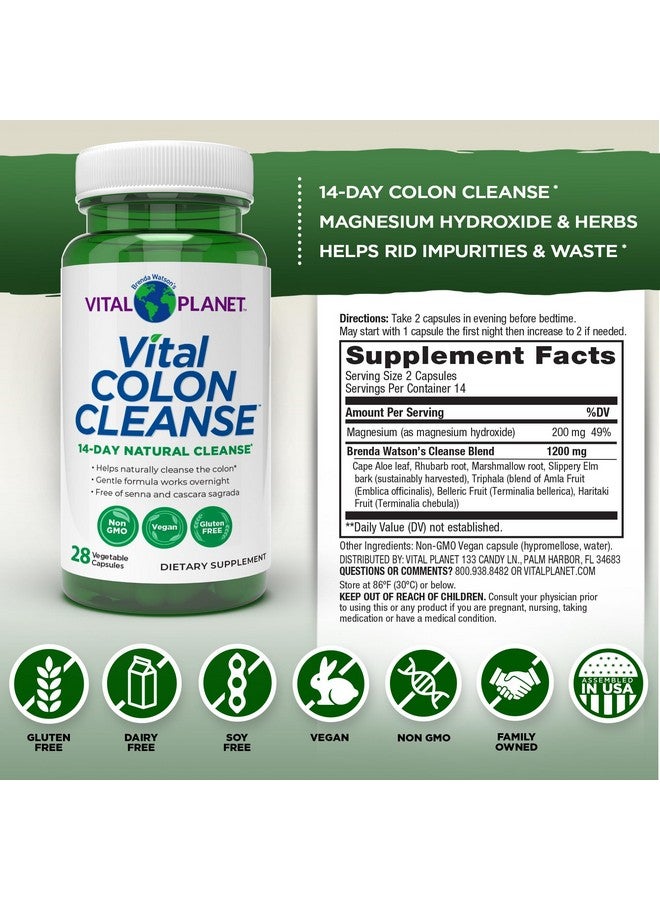Vital Planet Vital Planet - Vital Colon Cleanse 14-Day Colon Cleanser and Detox with Magnesium Hydroxide, Slippery Elm, and Aloe for Digestive Health Support, Occasional Constipation, and Bloating 28 Capsules - Image 2