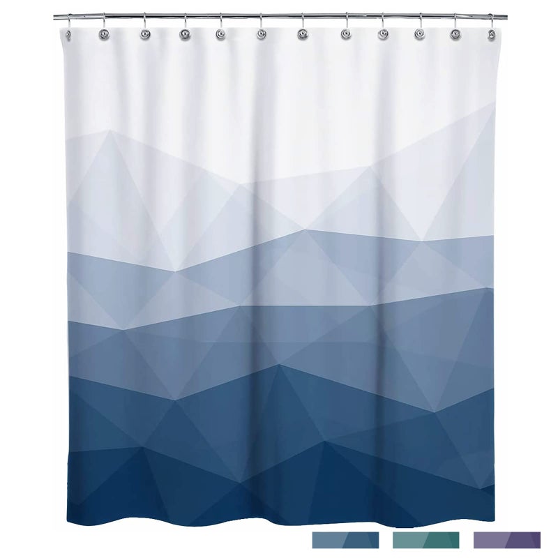 Sunlit Design Extra Long Shower CurtainPopular Shower Curtain Ombre Blue Fabric Shower Curtains for Bathroom Decor Contemporary Bathroom Curtains