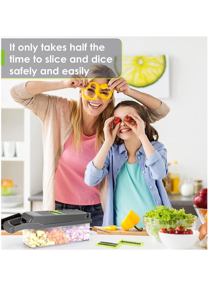 ELTRAZONE Vegetable Chopper - Time-and Labor-Saving Food Chopper - Pro Onion Chopper Vegetable Cutter and Dicers ，12 in 1 Multifunctional Veggie Chopper，Container for Salad Potato Carrot Garlic - Image 2