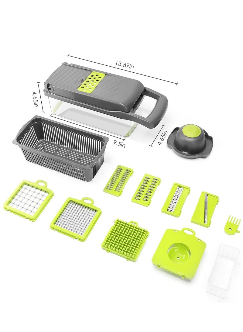 ELTRAZONE Vegetable Chopper - Time-and Labor-Saving Food Chopper - Pro Onion Chopper Vegetable Cutter and Dicers ，12 in 1 Multifunctional Veggie Chopper，Container for Salad Potato Carrot Garlic - Image 5