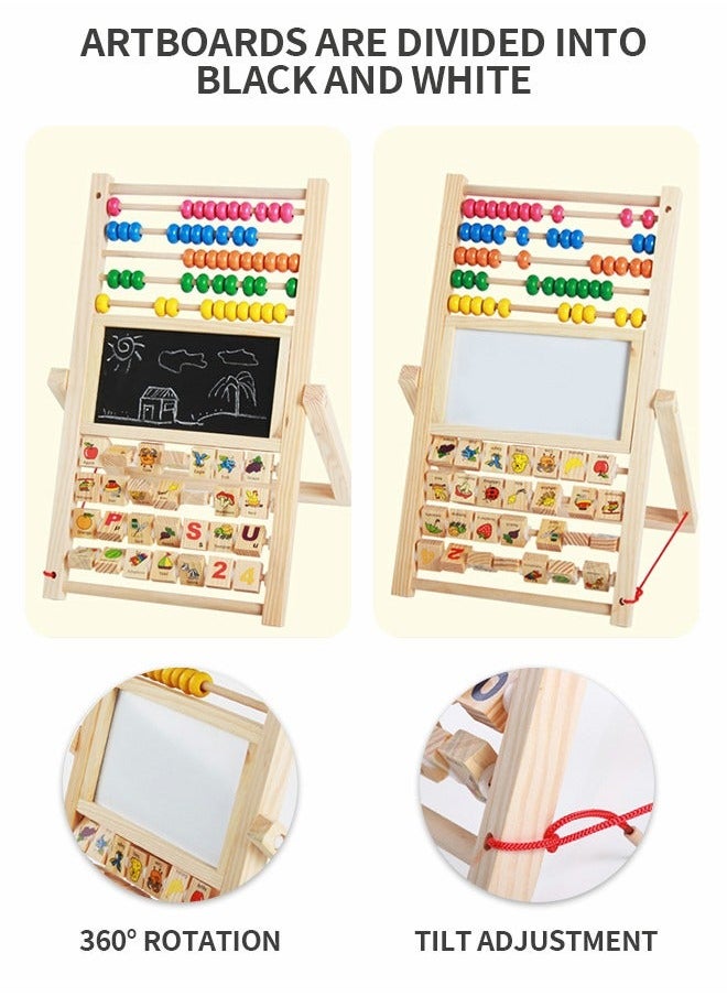 GROIC Multipurpose Drawing Board Calculation Stand Children Math Counting Toys, Children's Easel Wooden Abacus, Early Education Educational Toys Double Sided Whiteboard and Blackboard Vertical  - Image 2