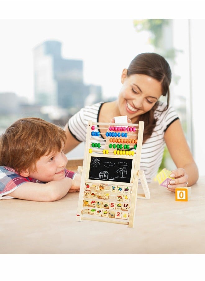 GROIC - Multipurpose Drawing Board Calculation Stand Children Math Counting Toys, Children's Easel Wooden Abacus, Early Education Educational Toys Double Sided Whiteboard and Blackboard Vertical - Image 1