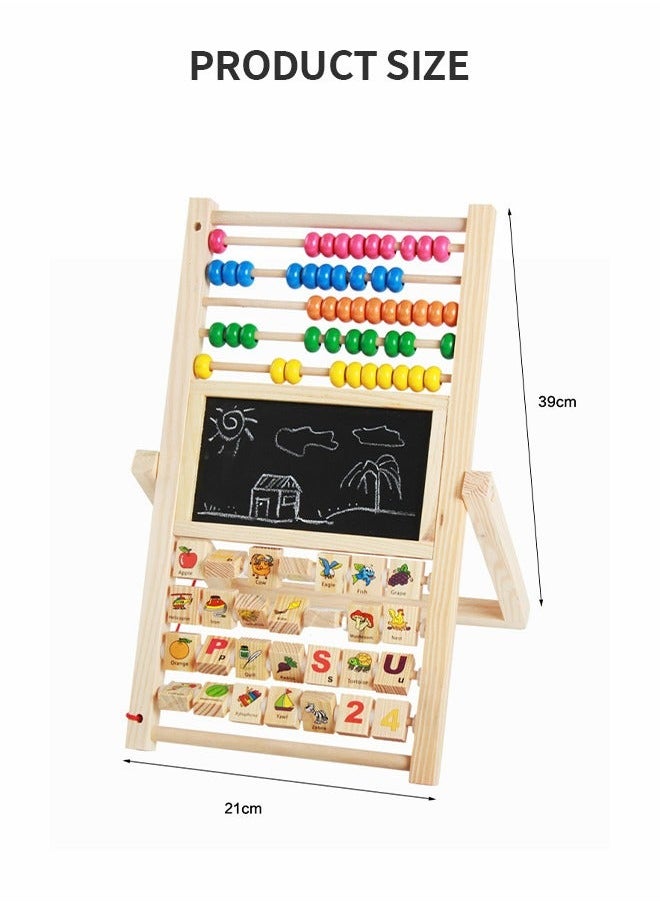 GROIC - Multipurpose Drawing Board Calculation Stand Children Math Counting Toys, Children's Easel Wooden Abacus, Early Education Educational Toys Double Sided Whiteboard and Blackboard Vertical - Image 1