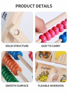 GROIC Multipurpose Drawing Board Calculation Stand Children Math Counting Toys, Children's Easel Wooden Abacus, Early Education Educational Toys Double Sided Whiteboard and Blackboard Vertical  - Image 4