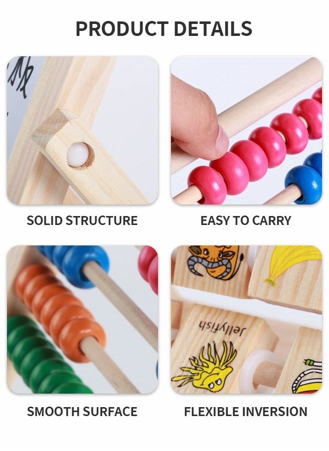 GROIC Multipurpose Drawing Board Calculation Stand Children Math Counting Toys, Children's Easel Wooden Abacus, Early Education Educational Toys Double Sided Whiteboard and Blackboard Vertical  - Image 4