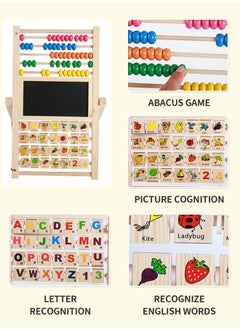 GROIC Multipurpose Drawing Board Calculation Stand Children Math Counting Toys, Children's Easel Wooden Abacus, Early Education Educational Toys Double Sided Whiteboard and Blackboard Vertical  - Image 3