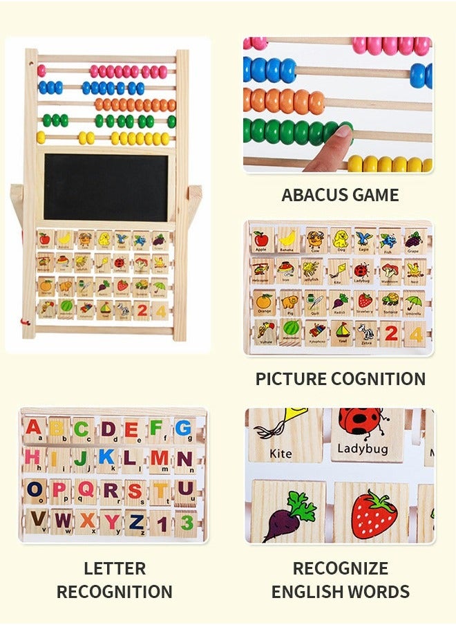 GROIC Multipurpose Drawing Board Calculation Stand Children Math Counting Toys, Children's Easel Wooden Abacus, Early Education Educational Toys Double Sided Whiteboard and Blackboard Vertical  - Image 3