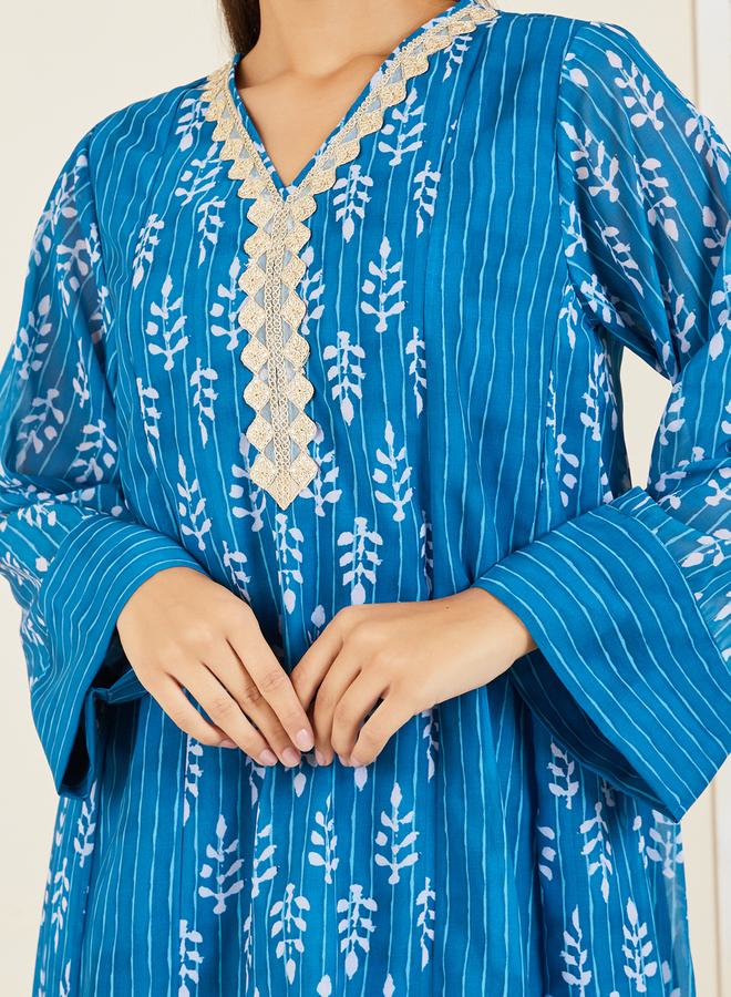 Styli Embroidered Printed Panel Jalabiya - Image 3