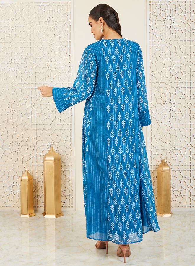 Styli Embroidered Printed Panel Jalabiya - Image 4