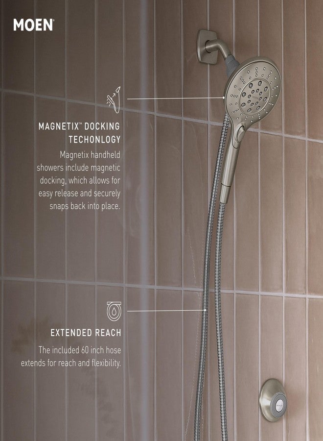 Moen Engage Chrome Magnetix Six-Function 5.5-Inch Wide Handheld Shower Head with Hose and Magnetic Docking System, 26112 - Image 3