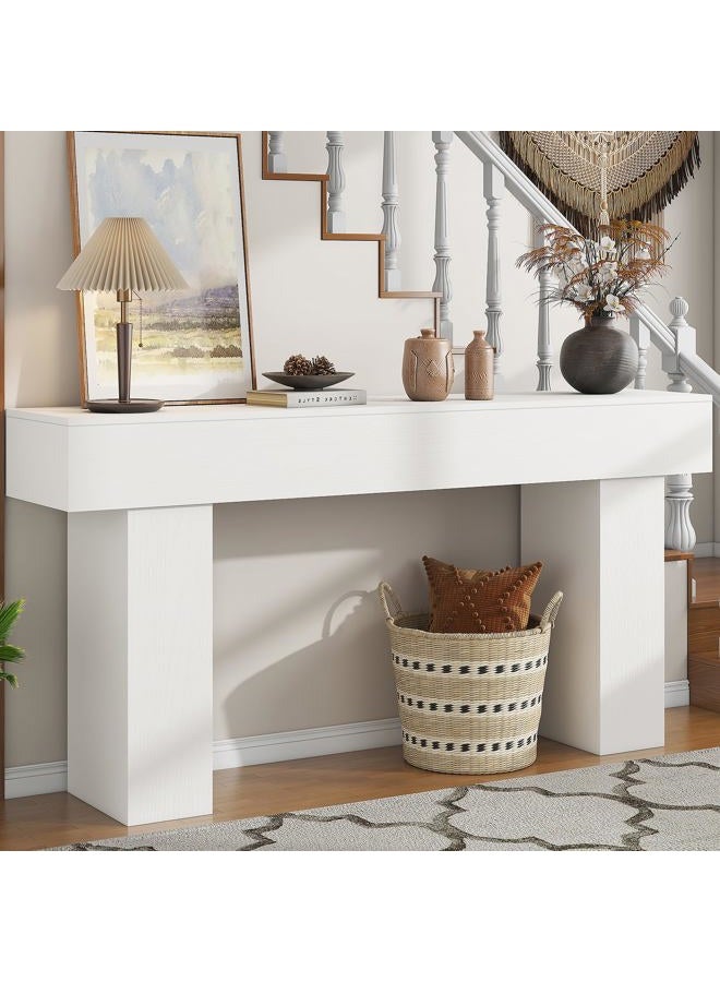 knoworld 63 Inch Long Console Table for Entryway, Farmhouse Wood Rectangular Sofa Table Behind Couch Table, Narrow Entryway Table for Living Room, Entrance, Hallway, Foyer, Easy Assembly (Classic White) - Image 4