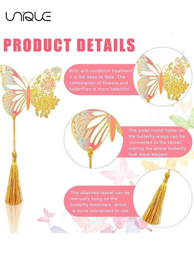 Unique - Metal Bookmarks for Women, 4Pcs Butterfly Bookmark with Tassel, Chinese Style Hollow Ancient Style Teacher's Day Bookmark, Exquisite Brass Creative Gift for Women Book Lovers Teacher - Image 1