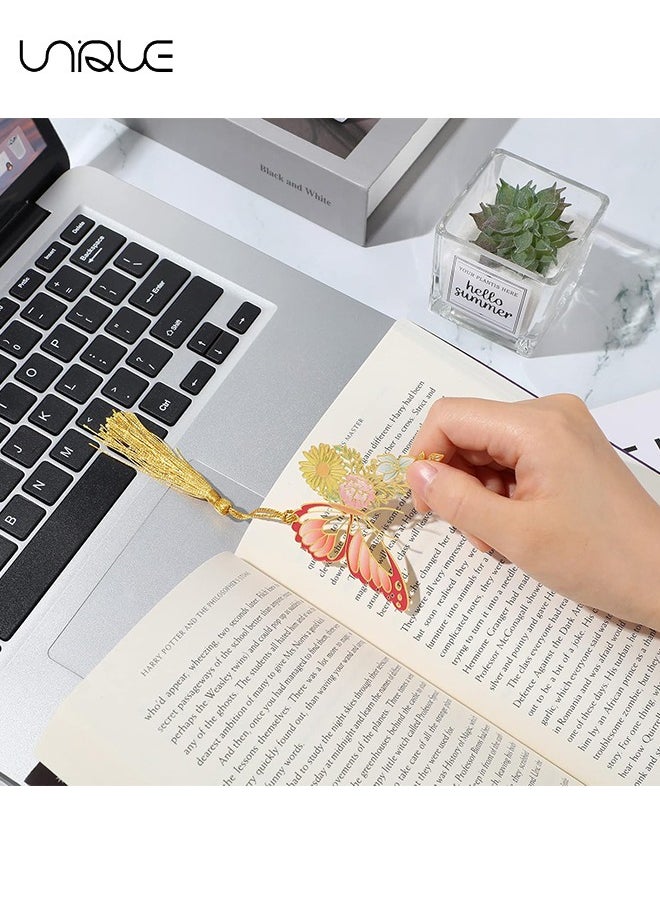 Unique - Metal Bookmarks for Women, 4Pcs Butterfly Bookmark with Tassel, Chinese Style Hollow Ancient Style Teacher's Day Bookmark, Exquisite Brass Creative Gift for Women Book Lovers Teacher - Image 1