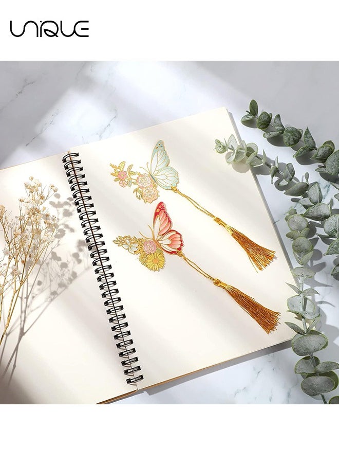 Unique - Metal Bookmarks for Women, 4Pcs Butterfly Bookmark with Tassel, Chinese Style Hollow Ancient Style Teacher's Day Bookmark, Exquisite Brass Creative Gift for Women Book Lovers Teacher - Image 1