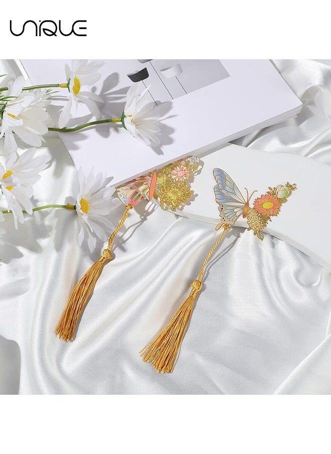 Unique - Metal Bookmarks for Women, 4Pcs Butterfly Bookmark with Tassel, Chinese Style Hollow Ancient Style Teacher's Day Bookmark, Exquisite Brass Creative Gift for Women Book Lovers Teacher - Image 1