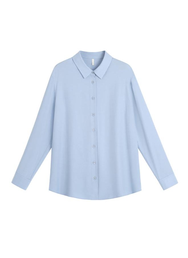 Generic - Spring New Arrival Chubby Girl Plus Size Women's Clothing Solid Color All-match Stacked Loose Long-sleeved Lapel Shirt Coat 62322 - Image 1