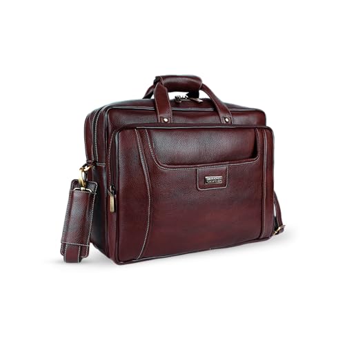 HAMMONDS FLYCATCHER Genuine Leather Office Bag for Men, Stylish 15.6 Inch Laptop Bag for Men for Office, Travel, Daily Use, Adjustable Strap and Multiple Compartments, 1 Year Warranty - Brown - Image 1