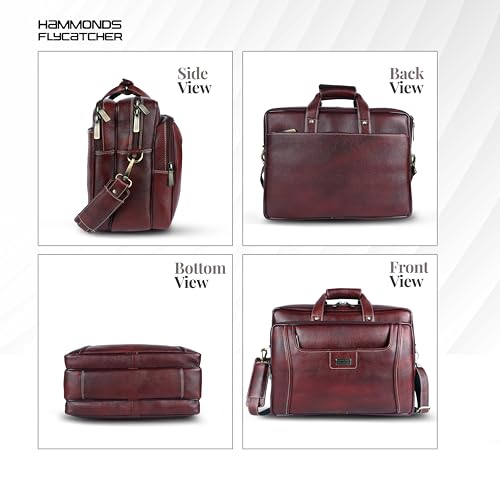 HAMMONDS FLYCATCHER Genuine Leather Office Bag for Men, Stylish 15.6 Inch Laptop Bag for Men for Office, Travel, Daily Use, Adjustable Strap and Multiple Compartments, 1 Year Warranty - Brown - Image 5