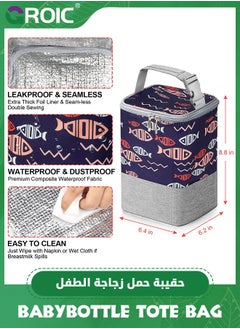 GROIC حقيبة تبريد حليب الثدي، حقائب تبريد زجاجات الأطفال، حقائب تبريد زجاجات معزولة للأم المرضعة أثناء السفر إلى الحضانة، حقيبة زجاجات الأطفال تناسب 4 زجاجات كبيرة سعة 8 أونصة  - Image 3