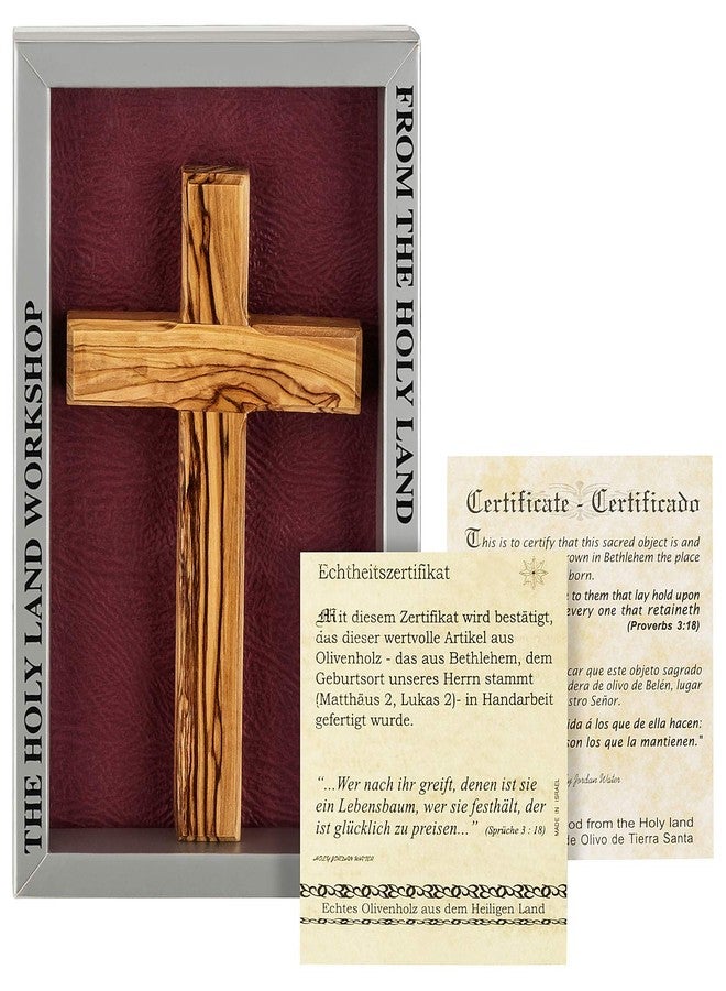 MaMeMi wooden cross olive wood for the wall in gift box. Original from the Holy Land. approx 6.3 x 3.55 inches - Image 1