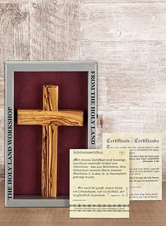 MaMeMi wooden cross olive wood for the wall in gift box. Original from the Holy Land. approx 6.3 x 3.55 inches - Image 3