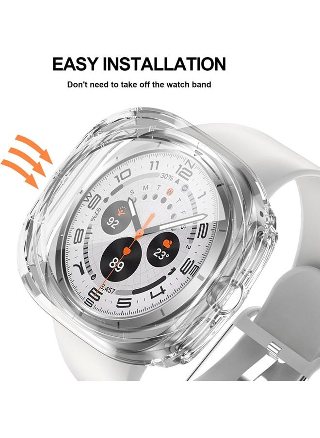 SJet Samsung Galaxy Watch 7 Ultra  Screen Protector Case 47mm, Hard PC Bumper Cover with Anti-Fog Tempered Glass Protective Screen Protector for Galaxy Watch 7 Accessories (Clear,47mm)  - Image 2