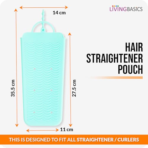 LivingBasics 2 Pieces Hair Straightener Silicone Pouch/Straightener Cover Pouch/Heat Resistant Pad for Curling Iron/Styling Pad/Bag for Crimper (Mint Green) - Image 3