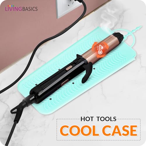 LivingBasics 2 Pieces Hair Straightener Silicone Pouch/Straightener Cover Pouch/Heat Resistant Pad for Curling Iron/Styling Pad/Bag for Crimper (Mint Green) - Image 4
