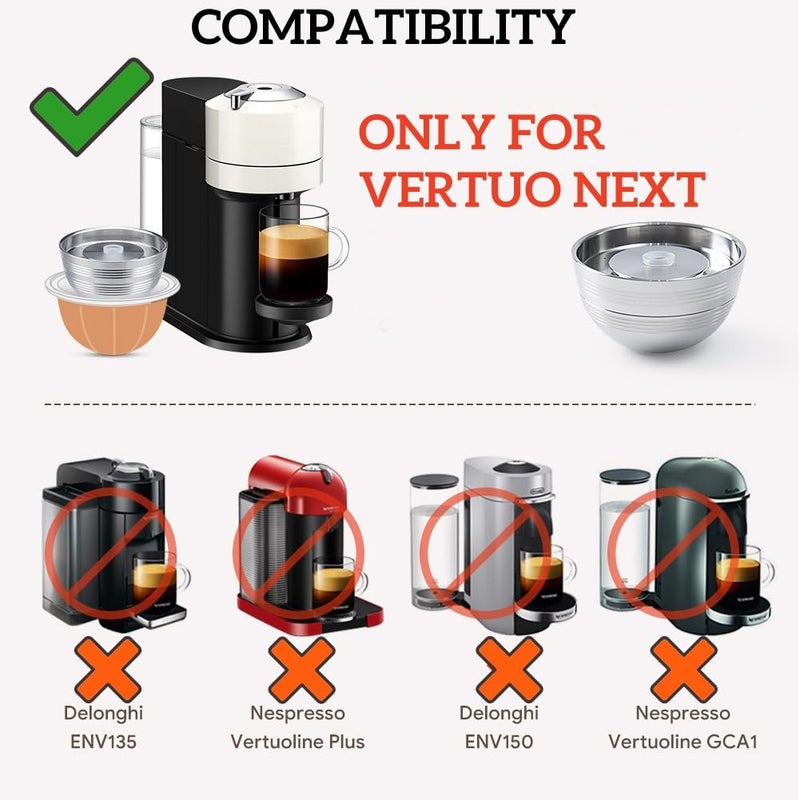 BENFUCHEN Stainless Steel Reusable Coffee Capsule ONLY For Vertuo Next Coffee Machine, Metal Reusable Coffee Pod MUST Use With ORIGINAL 230ML Vertuo Pod Shell, ONLY Fits Vertuo Next, 1 Capsule - Image 2