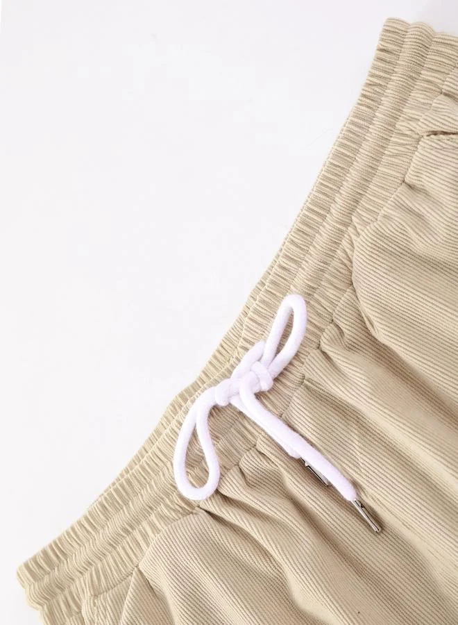 Take Two Men Beige Corduroy Hoodie and Pants Co-Ords