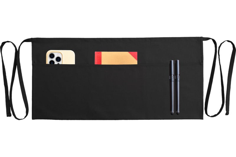 TOSHE Waist Apron with 3 Pockets Waterdrop Resistant Premium Cotton Waitress Apron 10 Color Option Server Apron 1 Black