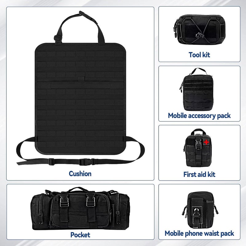 SWTHM Tactical Car Seat Organizer with 5 Detachable Bags - Waterproof 600D Oxford Vehicle Backrest Protector - Image 5