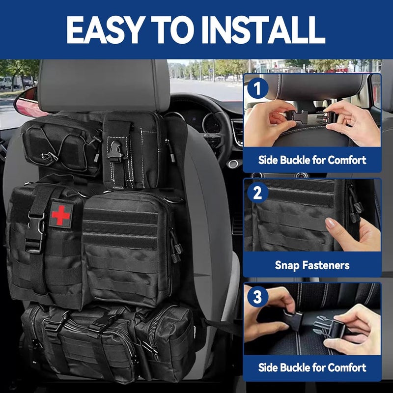 SWTHM Tactical Car Seat Organizer with 5 Detachable Bags - Waterproof 600D Oxford Vehicle Backrest Protector - Image 4