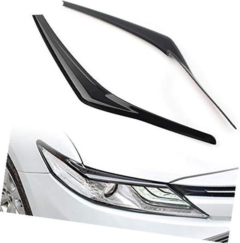 QASULER Glossy Black Headlight Eyelid Trim for Toyota Camry - Image 1