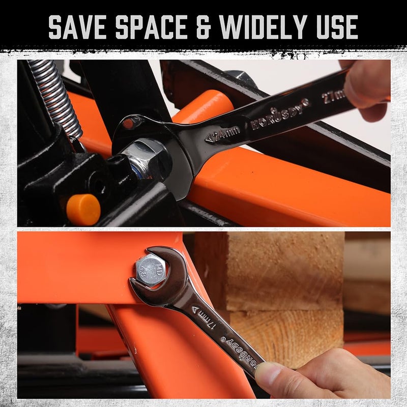 HORUSDY Thin Wrenches Set | Metric | 10-Piece | Including 5.5mm to 27mm | Bike Wrench Set | Thin Open End Wrench Set with Rolling Pouch - Image 5