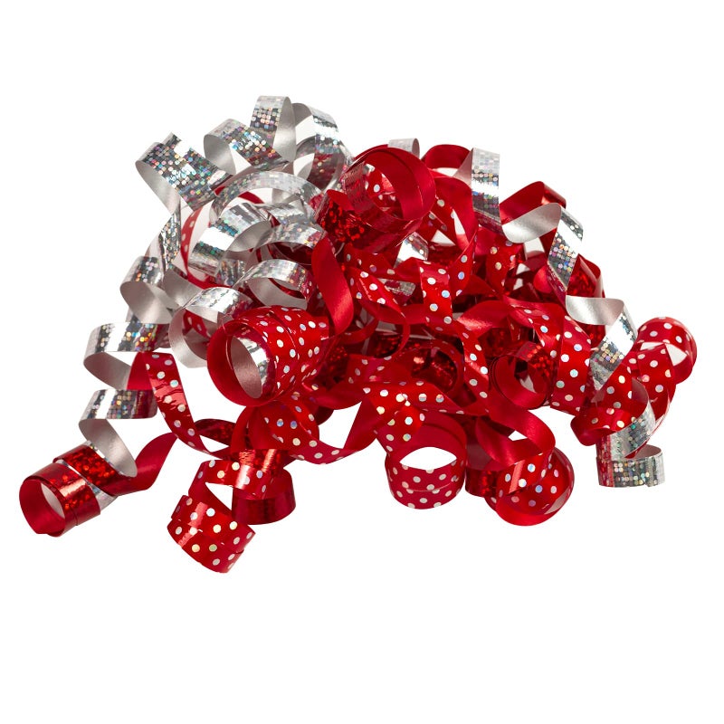 WRAPAHOLIC 12Count Christmas SelfAdhesive Curly Bows Gift Wrap Accessory RedSilverPolka Dots Curly Bows Perfect for Christmas Holiday Birthday Party Favors Decorations - Image 2