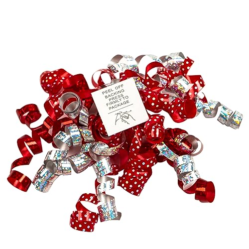 WRAPAHOLIC 12Count Christmas SelfAdhesive Curly Bows Gift Wrap Accessory RedSilverPolka Dots Curly Bows Perfect for Christmas Holiday Birthday Party Favors Decorations - Image 3