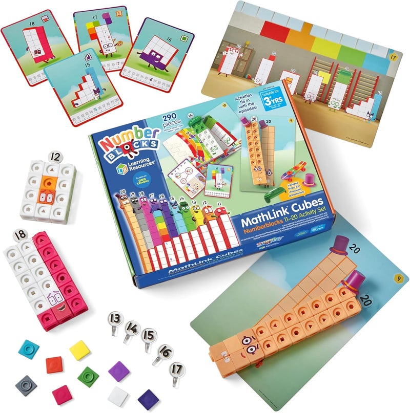 Learning Resources MathLink Cubes Numberblocks 11-20 Activity Set, 30 Numberblocks Activities Linked to TV Episodes, 155 Numberblocks MathLink Cubes & More, Ages 3+ - Image 1