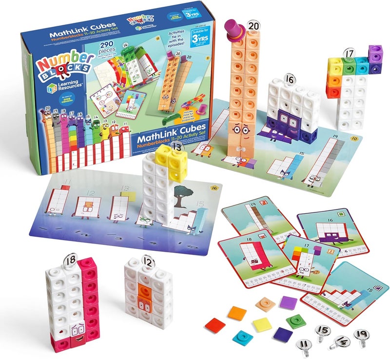 Learning Resources MathLink Cubes Numberblocks 11-20 Activity Set, 30 Numberblocks Activities Linked to TV Episodes, 155 Numberblocks MathLink Cubes & More, Ages 3+ - Image 5