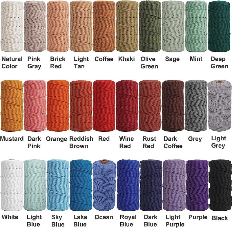 NOANTA Avocado Green Macrame Cord 3mm x 109yards, Colored Macrame Rope, Cotton Rope Macrame Yarn, Colorful Cotton Craft Cord for Wall Hanging, Plant Hangers, Crafts, Knitting - Image 5