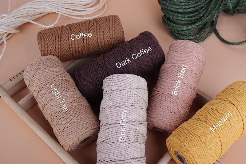 NOANTA Avocado Green Macrame Cord 3mm x 109yards, Colored Macrame Rope, Cotton Rope Macrame Yarn, Colorful Cotton Craft Cord for Wall Hanging, Plant Hangers, Crafts, Knitting - Image 3