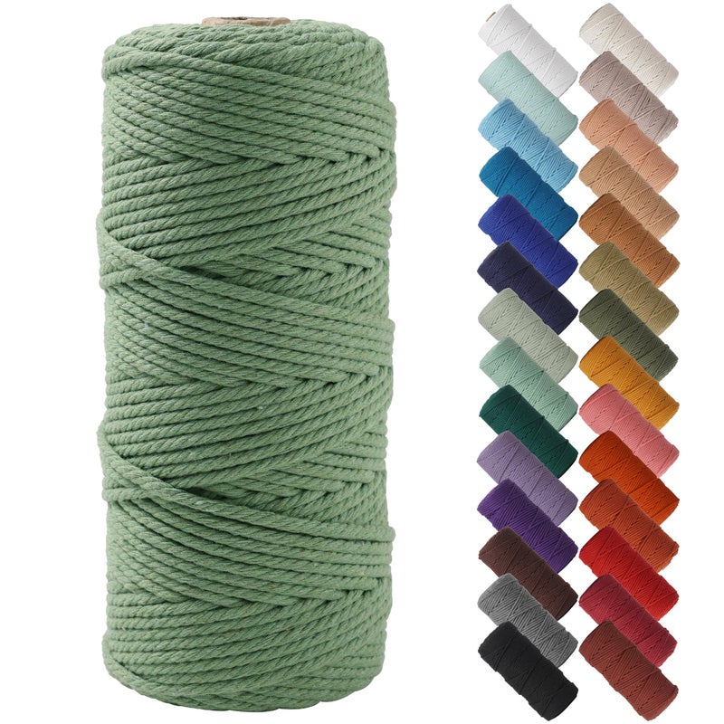 NOANTA Avocado Green Macrame Cord 3mm x 109yards, Colored Macrame Rope, Cotton Rope Macrame Yarn, Colorful Cotton Craft Cord for Wall Hanging, Plant Hangers, Crafts, Knitting - Image 1