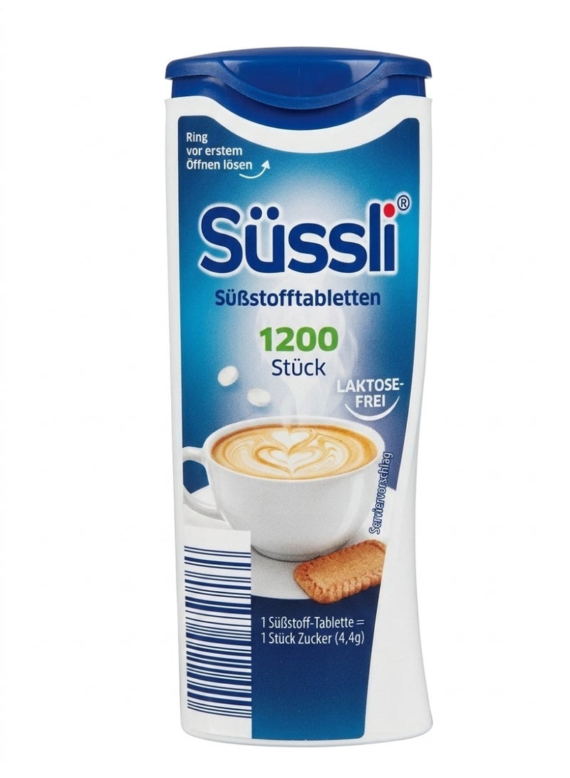 Suessli German Sweetener Tablets 1200pcs in Dispenser - Lactose Free Recipe - Imported from Germany