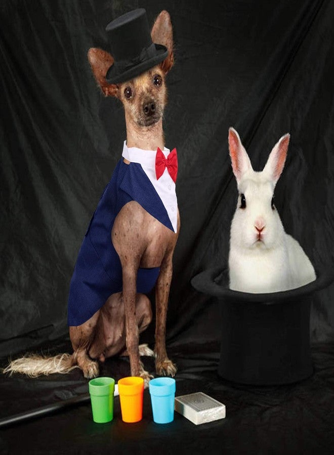 ROZKITCH Dog Tuxedo Costume with Collar Bandana Bow Tie Set for Wedding, Formal Party Shirt Halloween Birthday Cosplay Elegant Dog Apparel Blue - Image 5