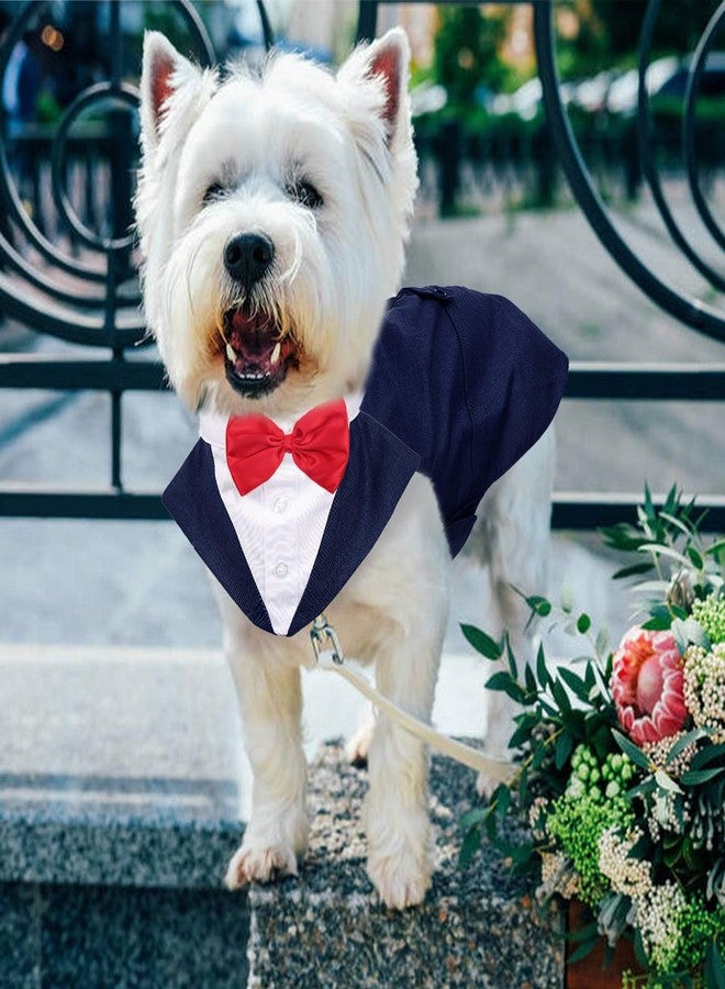 ROZKITCH Dog Tuxedo Costume with Collar Bandana Bow Tie Set for Wedding, Formal Party Shirt Halloween Birthday Cosplay Elegant Dog Apparel Blue - Image 4