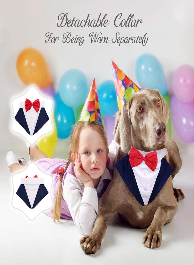 ROZKITCH Dog Tuxedo Costume with Collar Bandana Bow Tie Set for Wedding, Formal Party Shirt Halloween Birthday Cosplay Elegant Dog Apparel Blue - Image 2