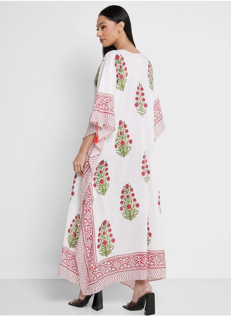 ARABIAN CLOSET - Cape Sleeve Printed Kaftan - Image 1