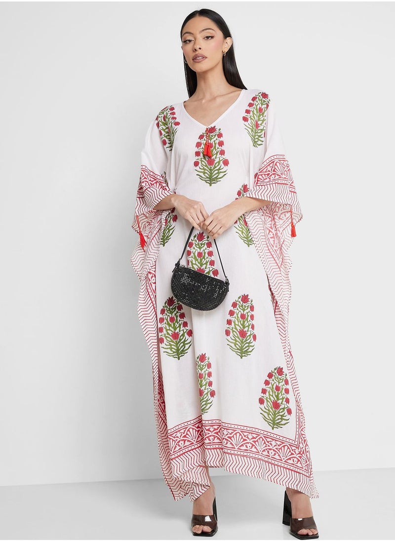 ARABIAN CLOSET - Cape Sleeve Printed Kaftan - Image 1