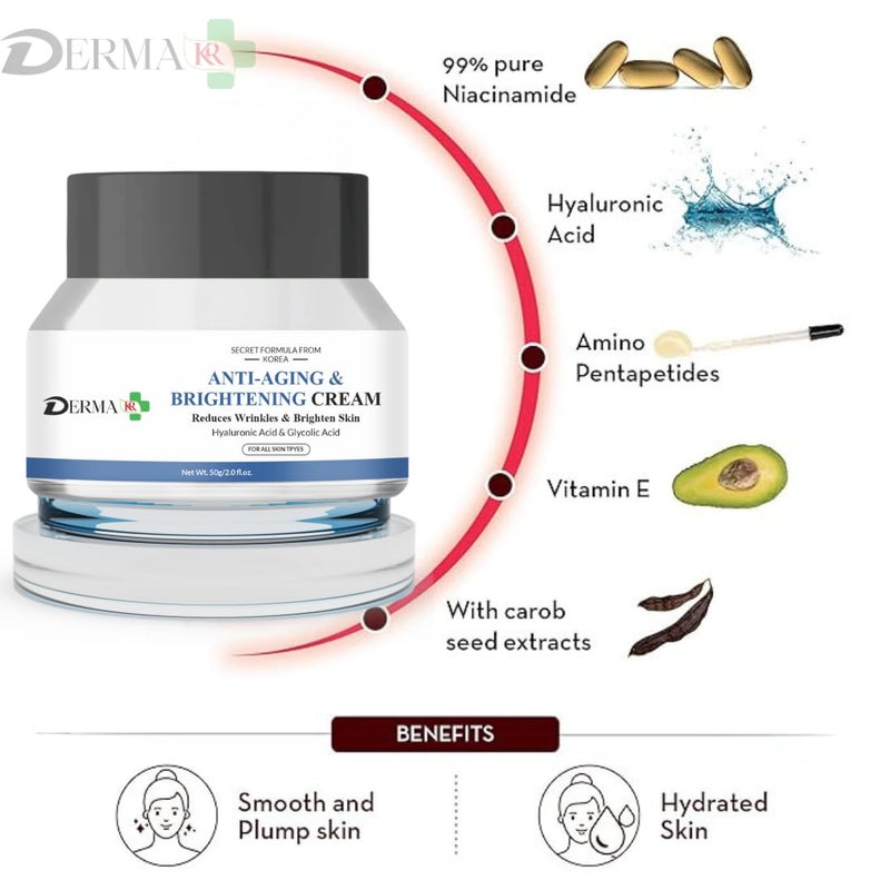 DERMAKR DERMA KR Anti aging brightening Face Cream50gm AHA 30 BHA 2 Peeling Solution Face Serum15MlFacial Pack Of 2 - Image 2