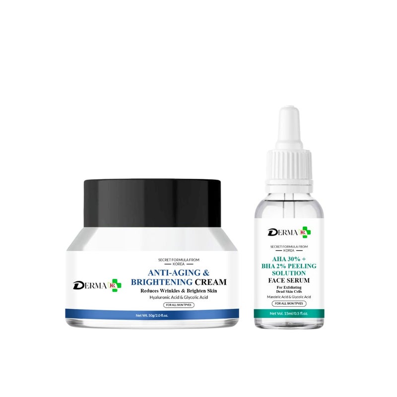 DERMAKR DERMA KR Anti aging brightening Face Cream50gm AHA 30 BHA 2 Peeling Solution Face Serum15MlFacial Pack Of 2 - Image 1